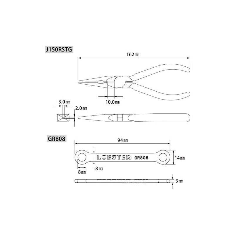 Ebi J150RSTG Stainless Steel Radio Pliers with Grip Adapter