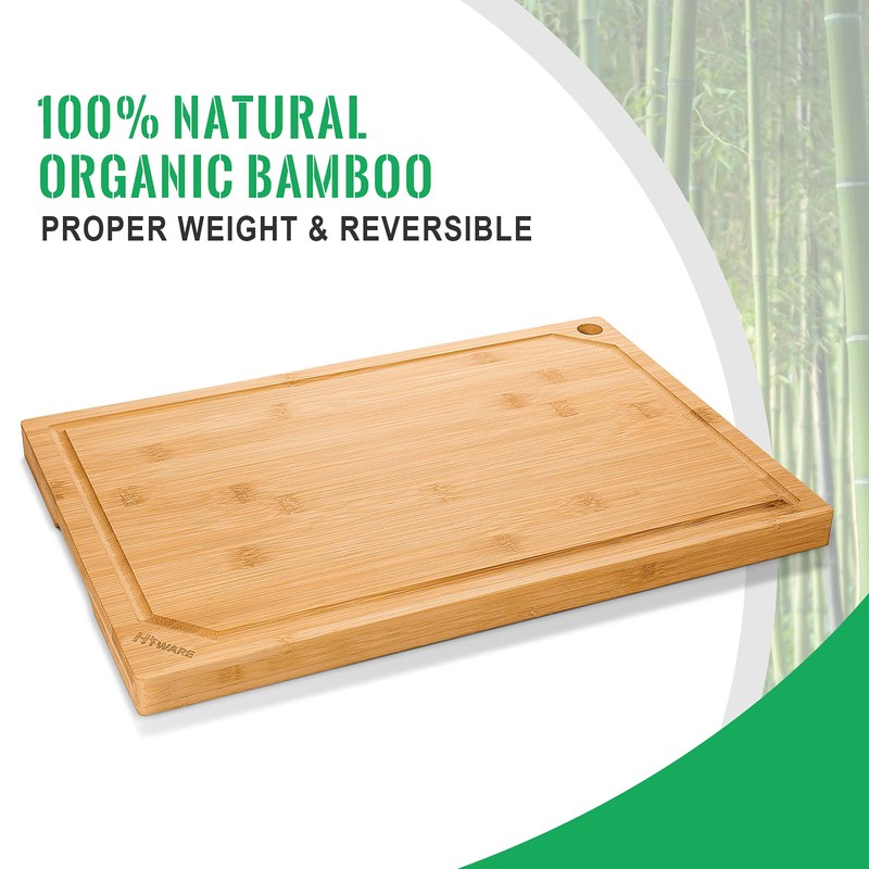Hiware Extra Large Bamboo Cutting Board for Kitchen, Heavy Duty
