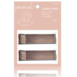 Parvaneh Extra Large Hairpins (7cm) Large Suitable for Thick and Long Hair Flat Design No Snag Hair Pins 18pcs Set American Style Hair Salon Use for Women Brown