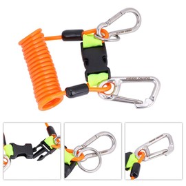 Tbest Stainless Steel Reef Hook,Scuba Lanyard,Reef Hooks Scuba Diving Hook, Diving Reef Hook Anti Lost Spring Coil Lanyard Safety Emergency Tool with Quick Release (Orange)