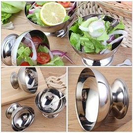 DOITOOL 2PCS Stainless Steel Ice Cream Bowls Set, Dessert Cups with Footed for Dessert, Sundae, Ice Cream, Fruit, Salad, Snack, Cocktail, Condiment (10 X 10 X 6.5 CM)