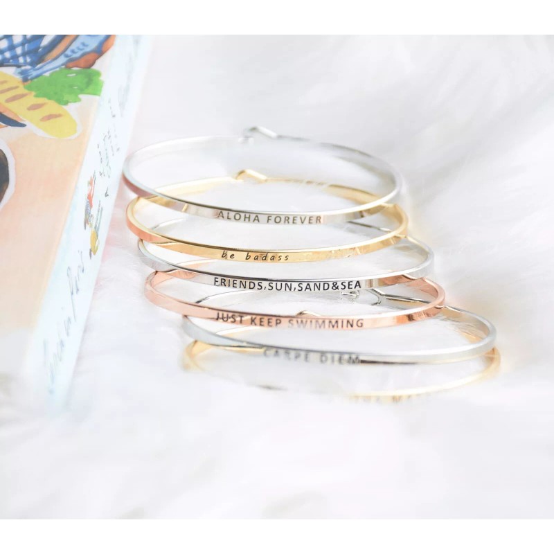 Curated Trinkets LOVE (ARROW) | Inspired Message Engraved Simple Bangle