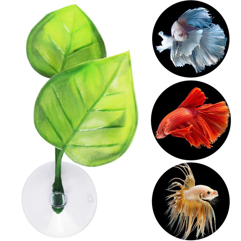 Lystaii 4pcs Betta Fish Leaf Pad with Suction Cup, Betta