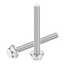 sourcing map 25Pcs M6 x 50mm Hex Serrated Flange Bolts Screws, 304 Stainless Steel Flanged Hex Head Bolts Flange Hexagon Screws for Households, Machine Tools, and DIY project, Silver