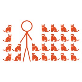 Crazy Cat Stick Figure Male Guy Man - 8" 4.4" - Vinyl Decal Sticker Bumper car Family Funny