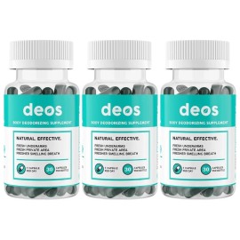 DEOS 3PACK DEOS Internal Deodorant Supplement – Full Body Deodorizer - (30 Capsules)