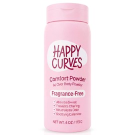HAPPY CURVES Comfort Powder Talc Free Anti Chafe Body  Foot Powder Deodorant to Control Inner Thigh Chafing, Private Areas, and All Over Body for...  