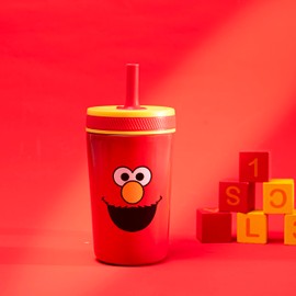 Zak Designs Zak Designs Sesame Street Kelso Toddler Cups For Travel or At Home, 12oz Vacuum Insulated Stainless Steel Sippy Cup With Leak-Proof Design is Perfect For Kids (Elmo)