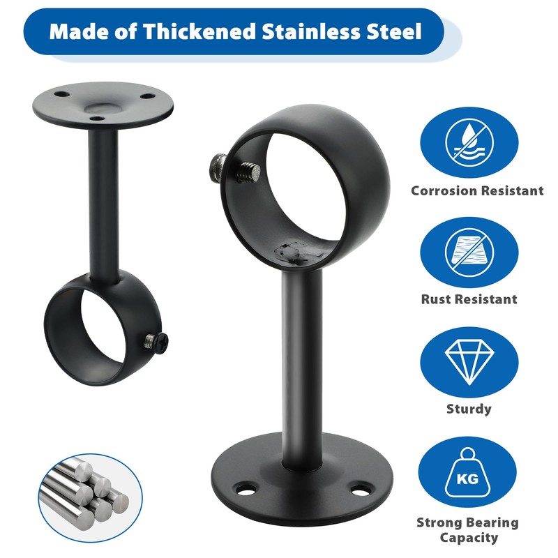 Mooche 4PCS Ceiling Curtain Rod Holder, Adjustable for 1" -