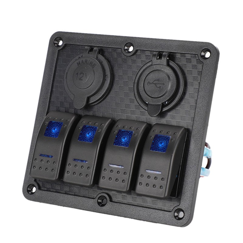 12V 24V 4 Gang Rocker Switch Panel IP65 Waterproof with