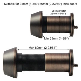 Earl Diamond - Peep Holes for Door, Solid Brass 220-Degree Door Viewer Peephole with Heavy Duty Rotating Privacy Cover for 1-3/8" to 2-23/64" Doors for Home Office Hotel, Hole 22 ORB