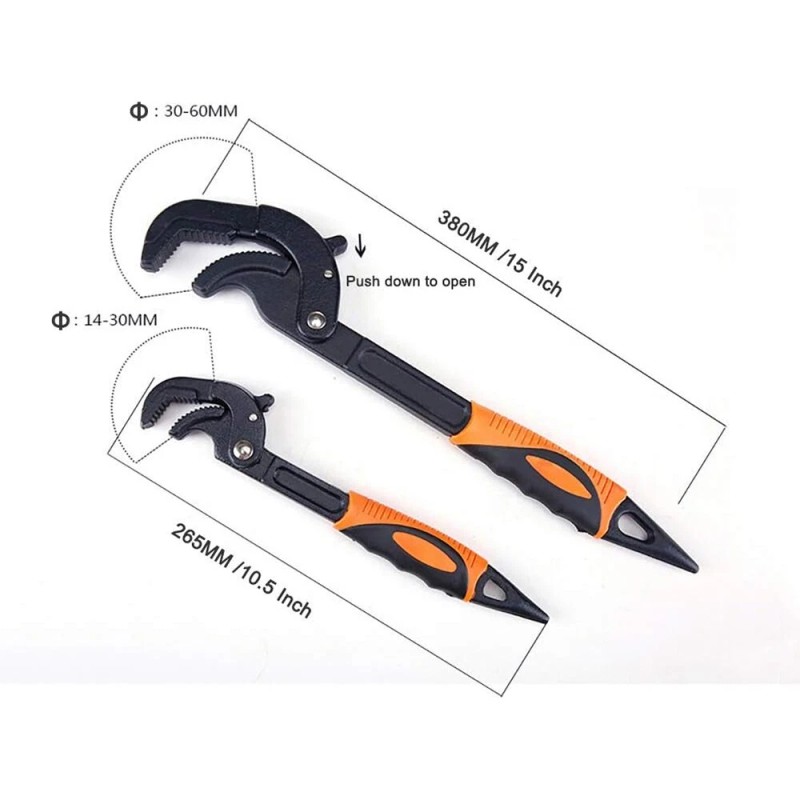 Unbranded 2pcs Multi-function Magic Wrench Self-Adjusting Spanner Power Grip Pipe