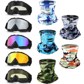 Jecery 10 Pcs Motorcycle Dirt Bike Atv Goggle with Face Mask Neck Breathable Anti-UV Adjustable Goggle for Men Women