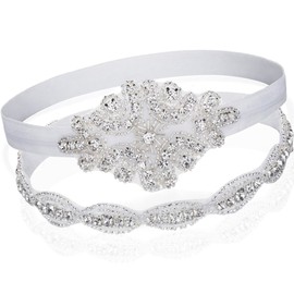 Qteland 2-Pack Baby Girl Headbands for Toddlers Baby Girl Stuff for Newborn Baby Shower Gifts Baptism Headband Flower Girl Headpiece Accessories for Girls