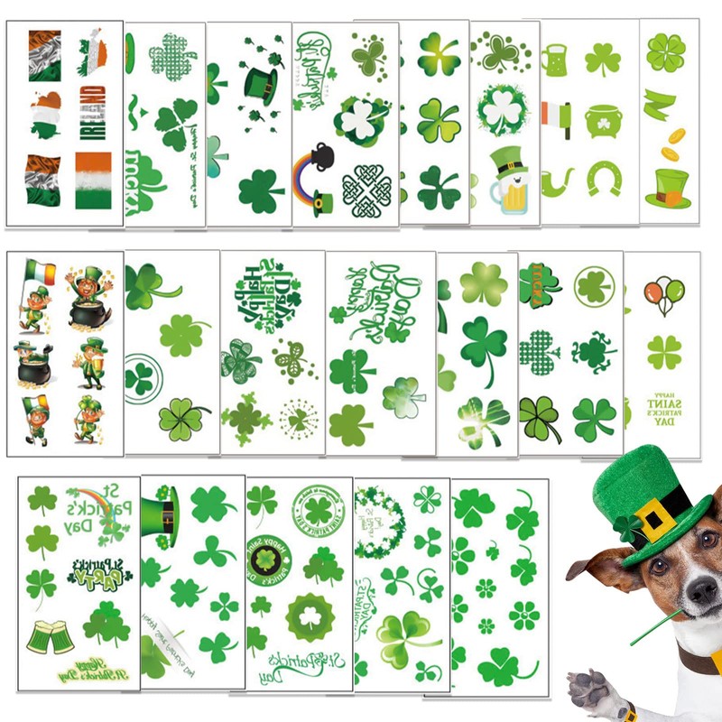 20 Sheets St Patricks Day Tattoos,St Patricks Day Accessories Fake