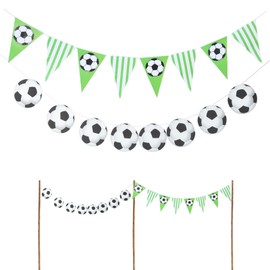 Xvbhaq 4 Piece Football Banner, Football Theme Party Decoration, Soccer & Flags, World Cup Party Supplies, Bunting Banners for Soccer Fans