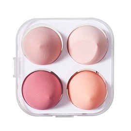 Makeup Foundation Sponges Set 4pcs with Storage Case, Flawless Beauty Blender Egg Dry & Wet Use for Liquid, BB Cream, Concealer, Loose Powder Baking, Latex-Free Eyes Face Cosmetic Puffs (Pink)