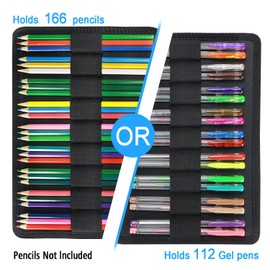 YOUSHARES Colored Pencil Case 166 Slots Pen Case Organizer with Handy Wrap & Zipper, Multilayer Holder for Prismacolor Colored Pencils & Gel Pen (Sports Cat)