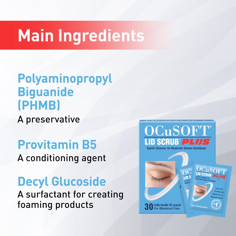 OCuSOFT Lid Scrub PLUS 35 - Pre-Moistened Leave-On Eyelid Wipes