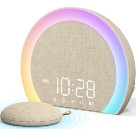 ANJANK Super Volume Alarm Clock with Wireless Bed Shaker - Dual Light and Vibration Alarm Function (9 Color Changing Night Light/8 Alarm Sounds / Brightness Adjustable/USB Charge/Dimmer) Alarm Clock