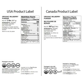 Food to Live Organic Mulberry Fruit Powder, 2 Pounds - Non-GMO, Made from Raw Dried Berries, Unsulfured, Vegan, Bulk, Great for Baking, Juices, Smoothies, Yogurts, Contains Maltodextrin, No Sulphites