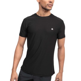 INTO THE AM Athletic Workout Shirts for Men Fitted Gym Sports Running Fitness Dry Fit Logo Tees (Black, X-Large)