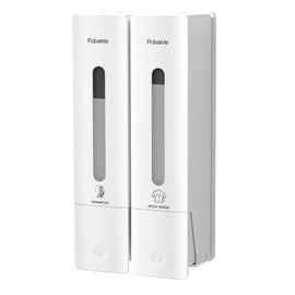 1984 Shampoo and Conditioner Dispenser Wall Mount Shower Dispenser 2 Chamber No Drill Bathroom Set Shampoo Dispenser for Shower Wall Home Hotel 400ml x 2 White