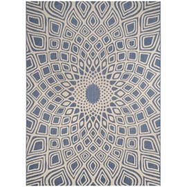 SAFAVIEH Courtyard Collection Area Rug - 9' x 12', Blue & Beige, Non-Shedding & Easy Care, Indoor/Outdoor & Washable-Ideal for Patio, Backyard, Mudroom (CY6616-23321)