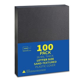 Binditek 100 Pack 16 Mil Sand-Textured Polycover - Plastic Binding Cover for Letter Size - Business Reports and Proposals - Lightly Sanded Finish - Square Corners, Un-Punched, Black