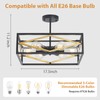 AIBISOD Semi Flush Mount Ceiling Chandelier Light Black and Gold