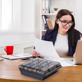 YOFAPA Business Card Organizer Box,1000 Card Capacity, 4-Section File with Alphabetical Dividers, Business Card Holder, Plastic Storage Case for Office Desk, Home, Exhibitions