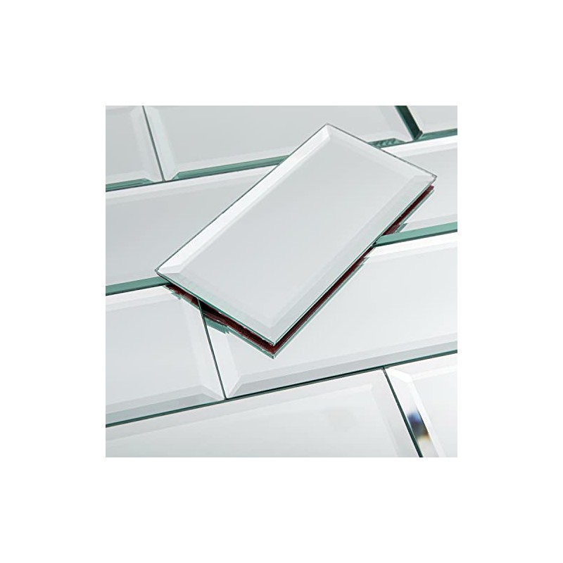 Lovdeco Mirror Peel and Stick Tile, Beveled Subway Mirror Backsplash