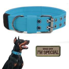 Tactical Dog Collar Military Adjustable Dog Collars Soft Nylon Training Collar with Patch Heavy Duty Metal Buckle Collars for Medium Large Dogs