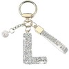White A-Z Initials Letter Keychain Bling Sparkly Cute Pendant for