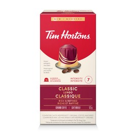 Tim Hortons Classic Lungo Capsules, Nespresso Original Line Compatible Capsules, 10 Count