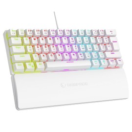 Rampage Plower K60 Mechanical Gaming Keyboard – 62 Keys, Compact 60% Layout, OUTEMU Blue Switches, LED Backlit, Anti-Ghosting, Wired (White, Windows/Mac Compatible)