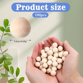 Jeffdad Pack of 100 Wooden Balls Without Hole, 16 mm Round Wooden Craft Balls, Natural Wooden Beads, Craft Beads for Crafts, DIY Projects, Art, Craft Supplies