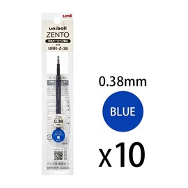 uniball ZENTO Water-Based Ink Refill UBR-Z-38, 0.38mm Extra Fine Point, Blue, Compatible with uniball ZENTO Pens, UBRZ38.33, Pack of 10