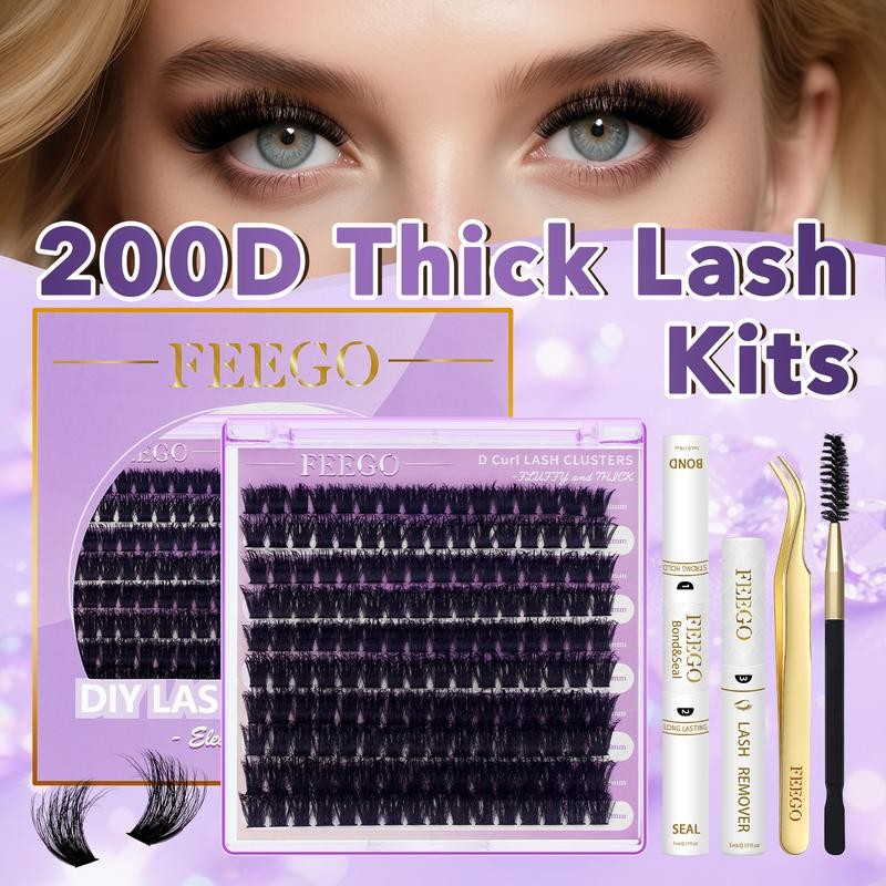 FEEGO 200D Lashes Extension Kit Thick Eyelash Extension Kit 10-20mm