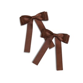 Elegant Brown Satin Hair Bow for Women – Large Ribbon Bow Clip - Half Up, Ponytail, and Braided Hairstyles – Fashionable Hair Accessories for Daily Wear, Parties, and Special Occasions (Brown)
