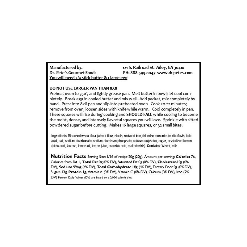 Lemon Squares Baking Mix