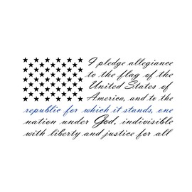 American Flag Pledge of Allegiance Blue line Stripe Vinyl Truck Window Sticker Decal (13" x 23")
