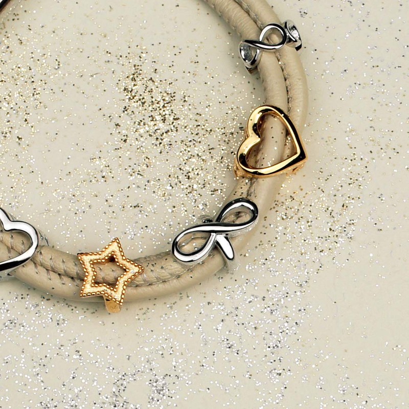 CHAMOON® Women's Star Charm Pendant 925 Sterling Silver Leather Bracelet,