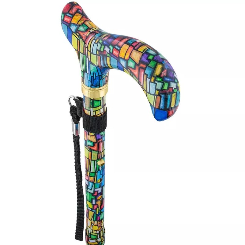 Royal RC Canes Mosaic Stained Window Folding Adjustable Derby Walking