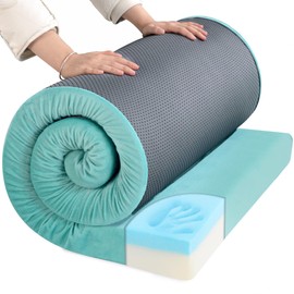 HOMBYS Memory Foam Camping Mattress for Outdoor Sleeping, 3" Thick Roll Up Porable Camping Mattress Pad Mat for Travel Truck Bed Tent (Blue, Single-75"x30"x3")