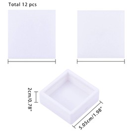BENECREAT White Gemstone Display Box 5 x 5 x 2 cm Jewellery Box Container with Transparent Lids for Gemstones, Coins, Jewellery Packaging, Pack of 12