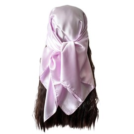 vabovin Women's Solid Stain Charmeuse Neckerchief 35" Square Neck Scarf Headscarf (Brilliant Lavender)
