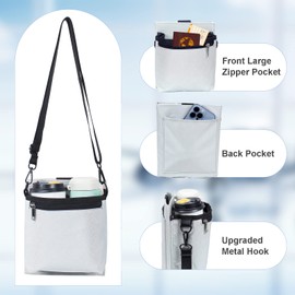 Luggage Travel Cup Holder with Luggage Straps Free Hand Drink Caddy Beverage Holder Travel Accessories Gift for Flight Attendants Businessmen Travelers Fits Roll on Suitcase Handles Light Grey