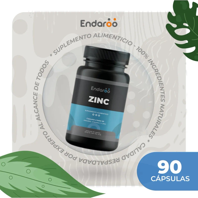 Zinc Con Vitamina C Y Jengibre 500mg - 90 Cápsulas