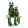 Metal Decorative Frog Figurine on Wooden Bench 21 x 31